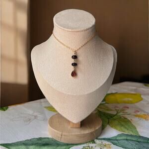 Garnet Crystal Glass Beaded Garnet Jade Boho Statement Casual Fun Work Necklace